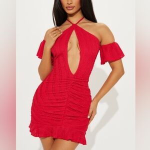 fashion nova Divine daze textured mini dress NWT red